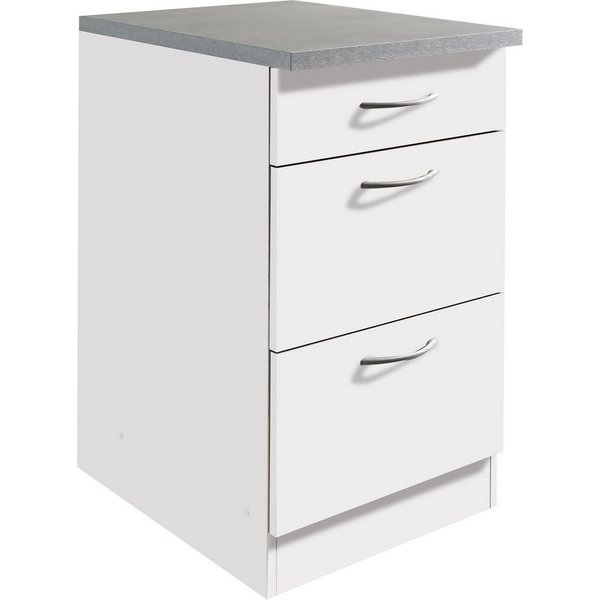 wiho Küchen Unterschrank Kiel 50 cm breit, Tiefe 50 cm, mit 2 großen Auszügen und 1 Schublade