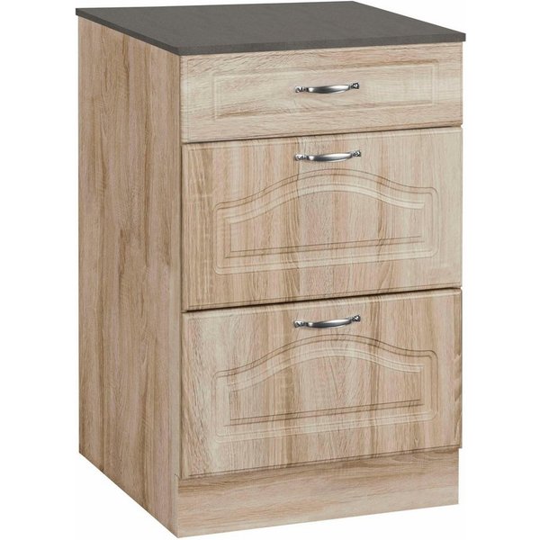 wiho Küchen Unterschrank Linz 50 cm breit, mit 2 großen Auszügen, in Landhaus-Optik