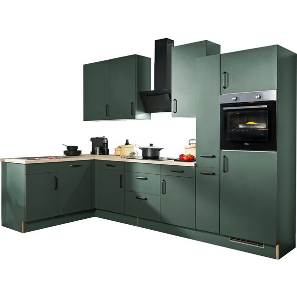 wiho Küchen Winkelküche "Simi", mit verstellbaren Füßen, wahlweise mit E-Geräten, Soft-Close-Funktion in Schubkästen & Auszügen, Stellbreite 315/175 cm