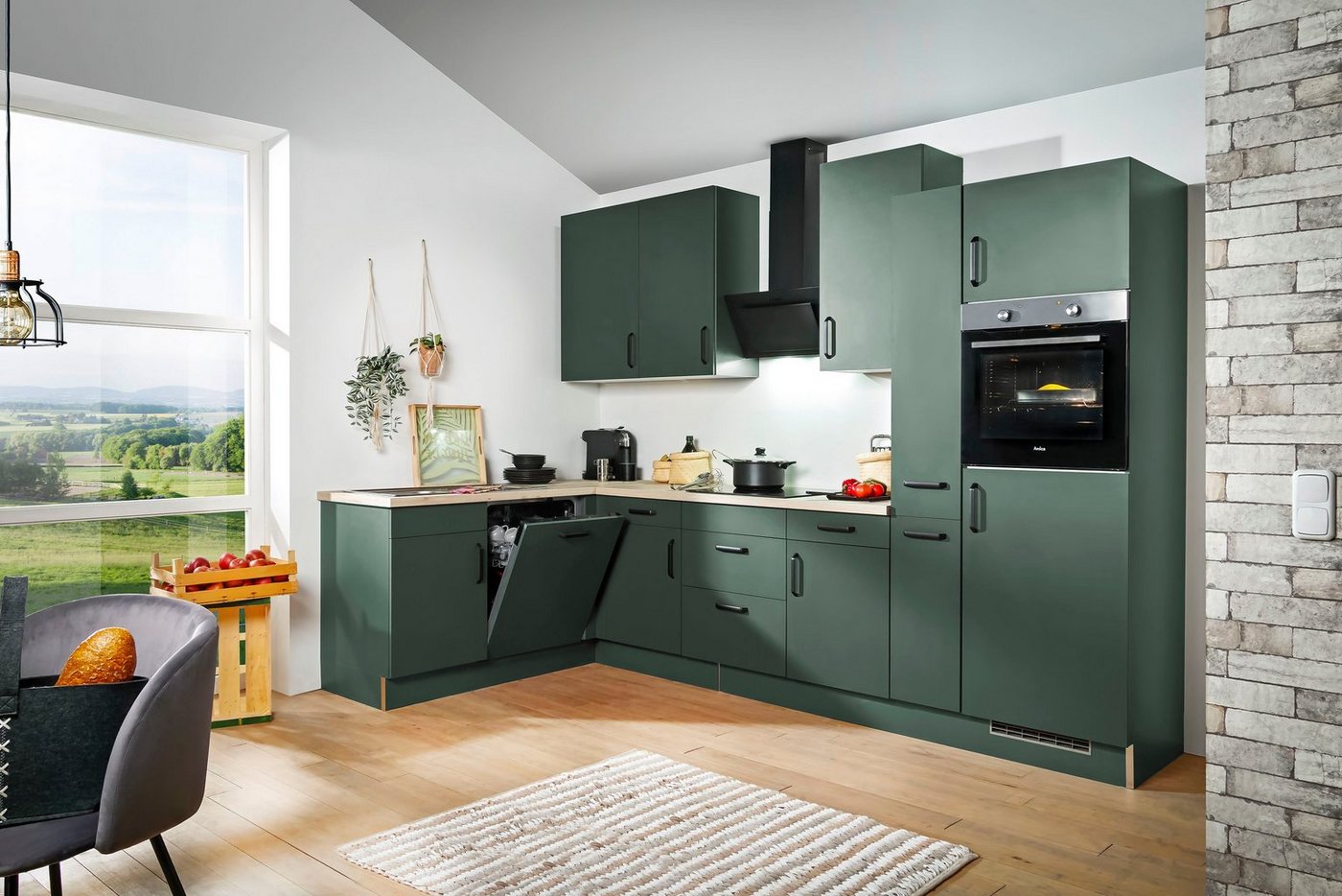 wiho Küchen Winkelküche "Simi", mit verstellbaren Füßen, wahlweise mit E-Geräten, Soft-Close-Funktion in Schubkästen & Auszügen, Stellbreite 315/175 cm – Bild 2 von 5