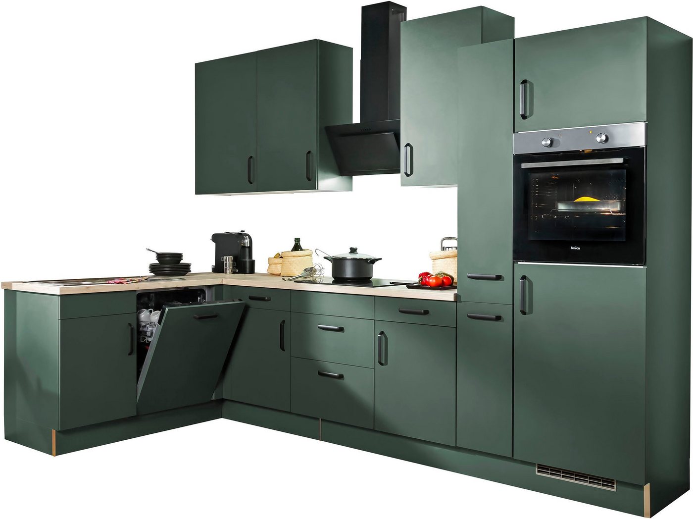 wiho Küchen Winkelküche "Simi", mit verstellbaren Füßen, wahlweise mit E-Geräten, Soft-Close-Funktion in Schubkästen & Auszügen, Stellbreite 315/175 cm – Bild 3 von 5