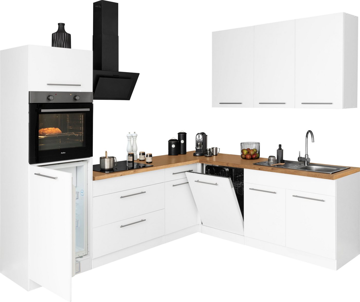 wiho Küchen Winkelküche Unna, mit E-Geräten, Stellbreite 260 x 220 cm – Bild 3 von 5