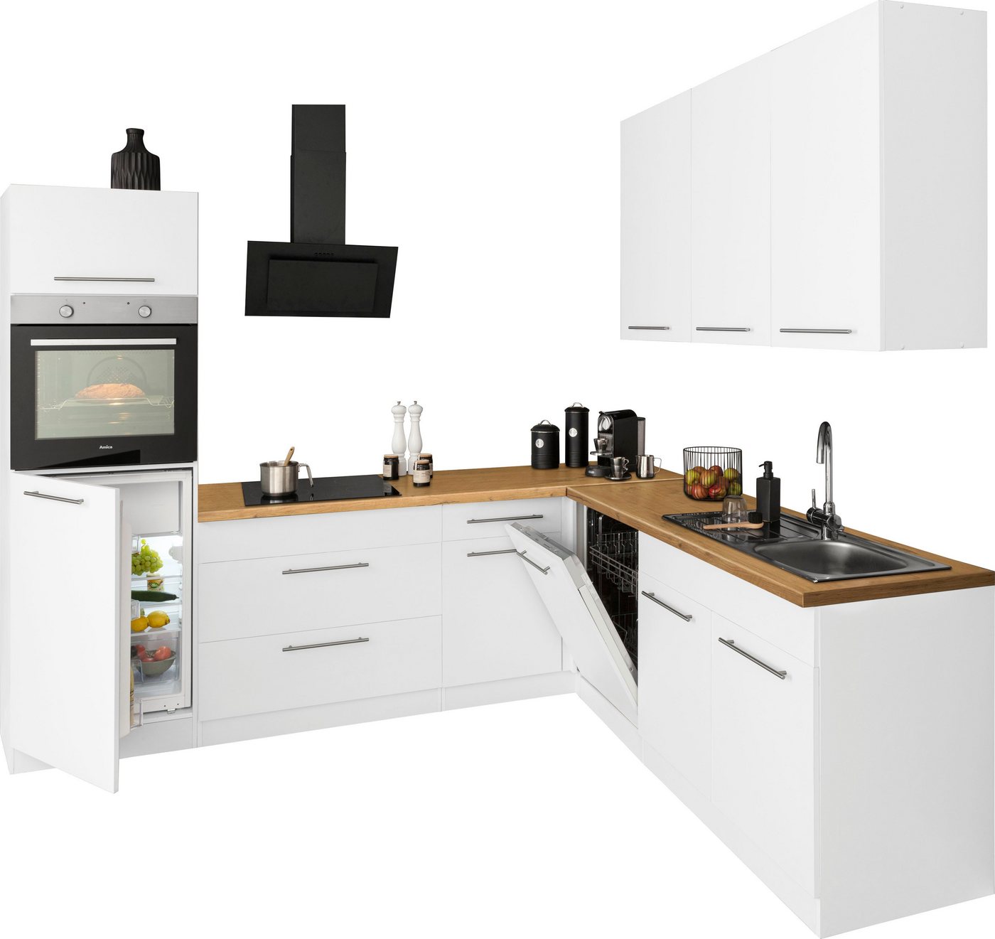 wiho Küchen Winkelküche Unna, mit E-Geräten, Stellbreite 260 x 220 cm – Bild 4 von 5