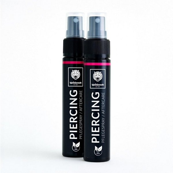 Wildcat Gesichts- und Körperspray Piercingspray 2x50 ml – Aftercare & Reinigung für frische Piercings, mit Aloe Vera & Meersalz, alkoholfrei, vegan - Made In Ge