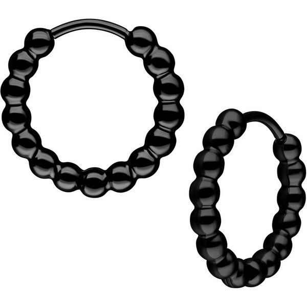 Wildcat Paar Ohrhänger Little Basic Bubble Hoops Pairs - Schwarz, 12,0 mm, Chirurgenstahl 316L - wasserfest, langlebig, hautverträglich
