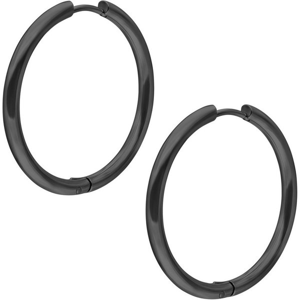 Wildcat Paar Ohrhänger Little Hoops - Schwarz, 25,0 mm, Chirurgenstahl 316L - wasserfest, langlebig, hautverträglich
