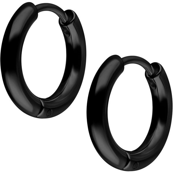Wildcat Paar Ohrhänger Little Hoops - Schwarz, 10,0 mm, Chirurgenstahl 316L - wasserfest, langlebig, hautverträglich
