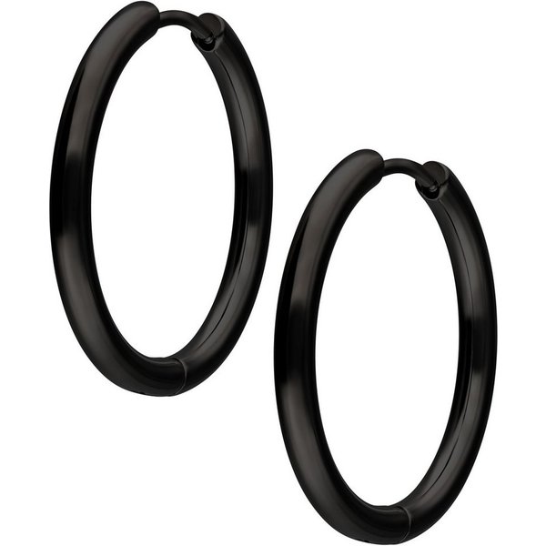 Wildcat Paar Ohrhänger Little Hoops - Schwarz, 20,0 mm, Chirurgenstahl 316L - wasserfest, langlebig, hautverträglich