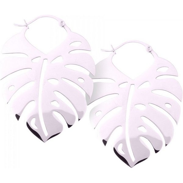 Wildcat Paar Ohrhänger Monstera Leaf Hoops - Silber, Chirurgenstahl 316L - wasserfest, langlebig, hautverträglich