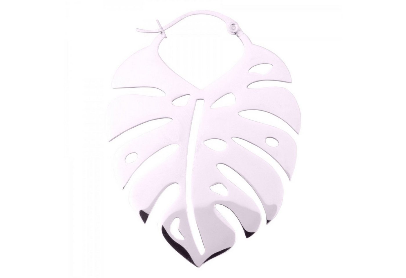 Wildcat Paar Ohrhänger Monstera Leaf Hoops - Silber, Chirurgenstahl 316L - wasserfest, langlebig, hautverträglich – Bild 4 von 4