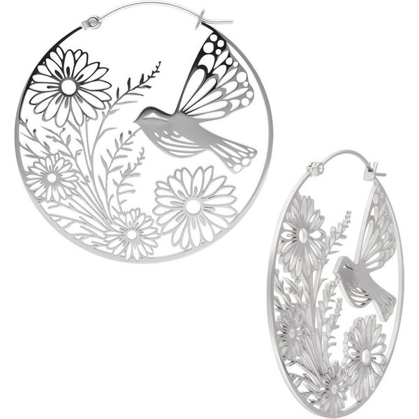 Wildcat Paar Ohrhänger Summerbird Hoops Pair - Silber, Chirurgenstahl 316L - wasserfest, langlebig, hautverträglich