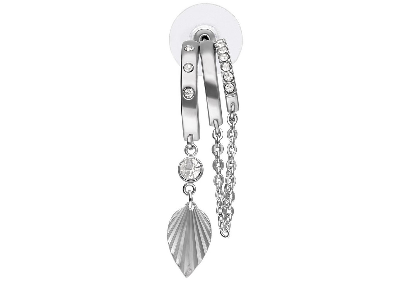 Wildcat Paar Ohrstecker Riffled Leaf Statement Earstuds - Silber, Chirurgenstahl 316L - wasserfest, langlebig, hautverträglich – Bild 4 von 5
