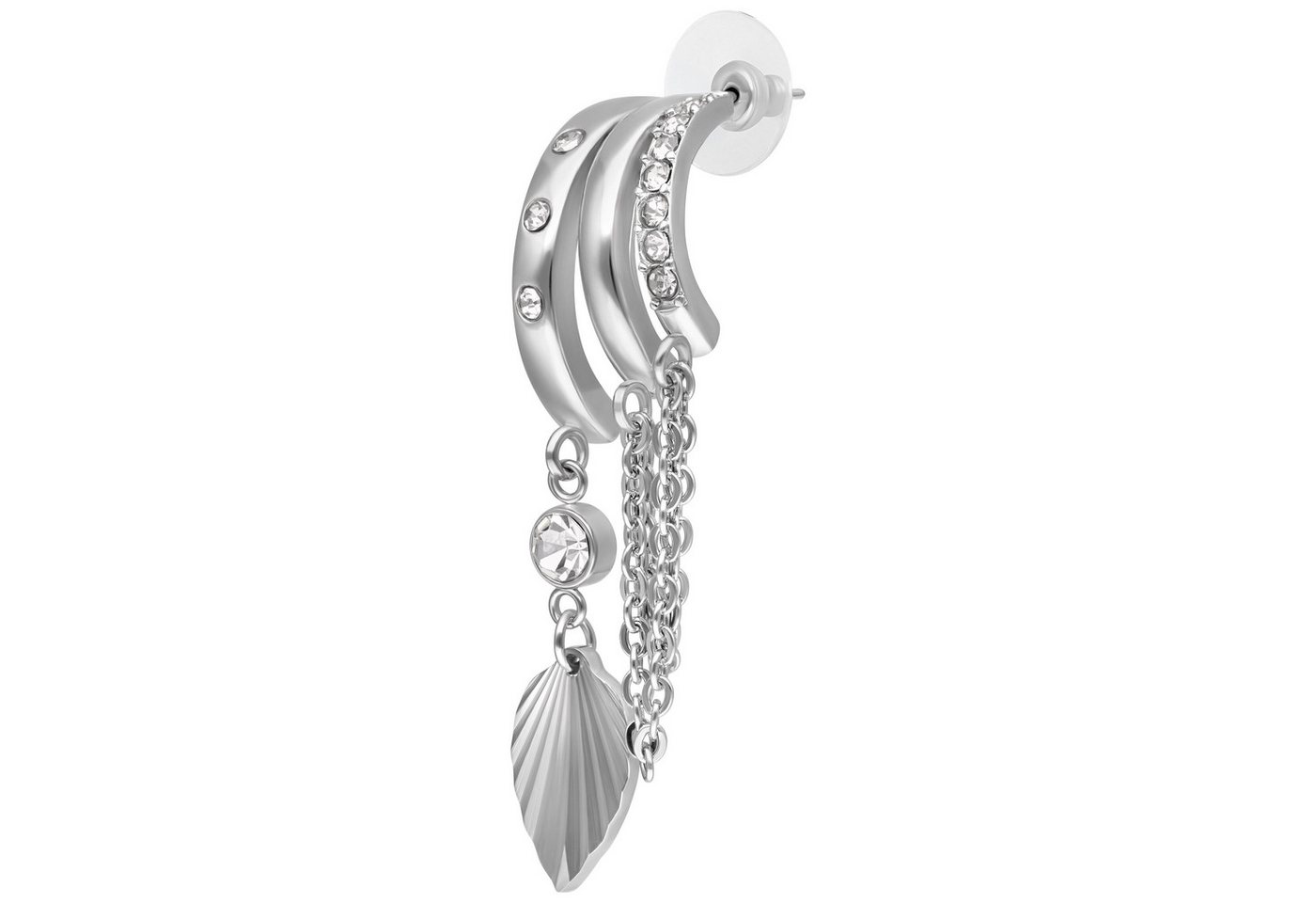 Wildcat Paar Ohrstecker Riffled Leaf Statement Earstuds - Silber, Chirurgenstahl 316L - wasserfest, langlebig, hautverträglich – Bild 5 von 5