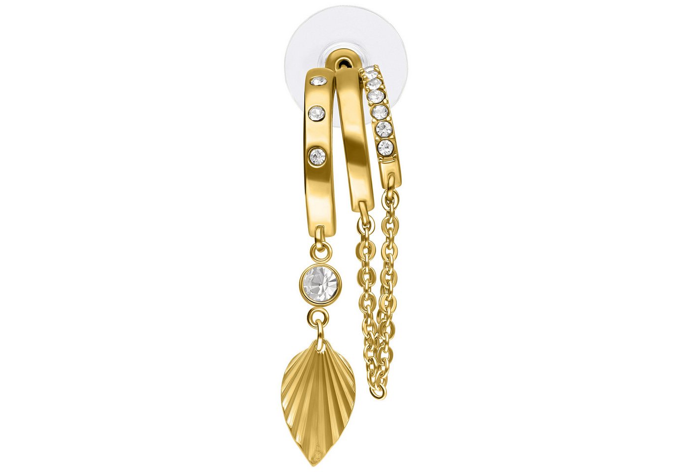 Wildcat Paar Ohrstecker Riffled Leaf Statement Earstuds - Gold, Chirurgenstahl 316L - wasserfest, langlebig, hautverträglich – Bild 4 von 5
