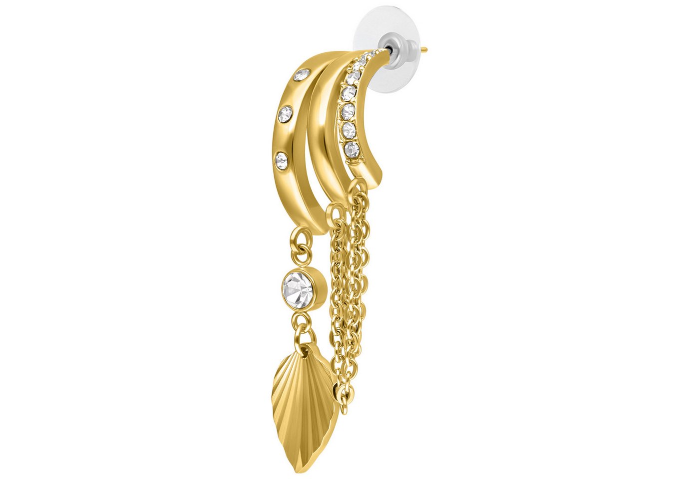 Wildcat Paar Ohrstecker Riffled Leaf Statement Earstuds - Gold, Chirurgenstahl 316L - wasserfest, langlebig, hautverträglich – Bild 5 von 5