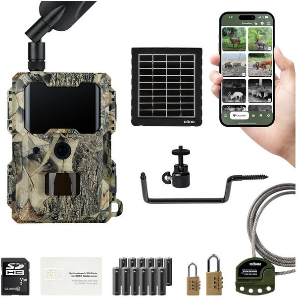 Dörr Wildkamera DÖRR Cloud Mini 4G/LTE Überwachungskamera, Simlockfrei, 12MP, Full HD (Außenbereich, Innenbereich, DÖRR App für iOS, Android & Web, 4G Bild-& Vi