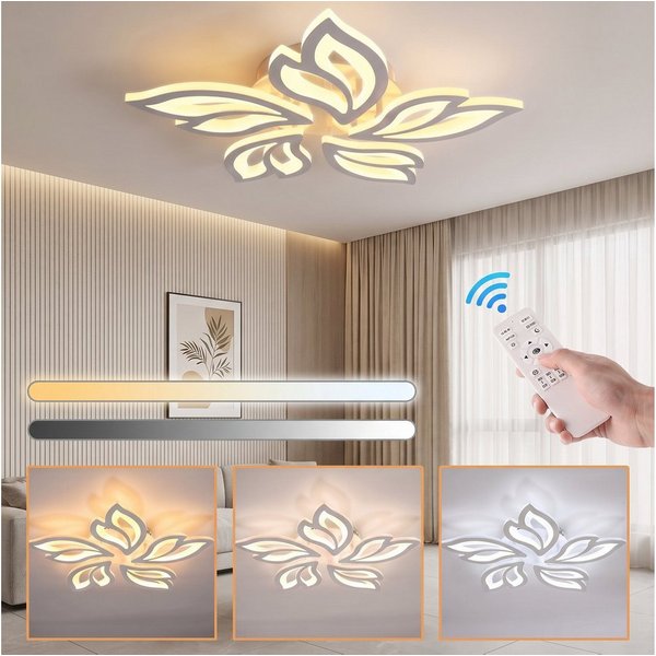 WILGOON Deckenleuchte Moderne LED Deckenleuchte Dimmbar Fernbedienung, Blumenförmiges Design, LED fest integriert, Naturweiß, Kaltweiß, Warmweiß, Schlafzimmer D
