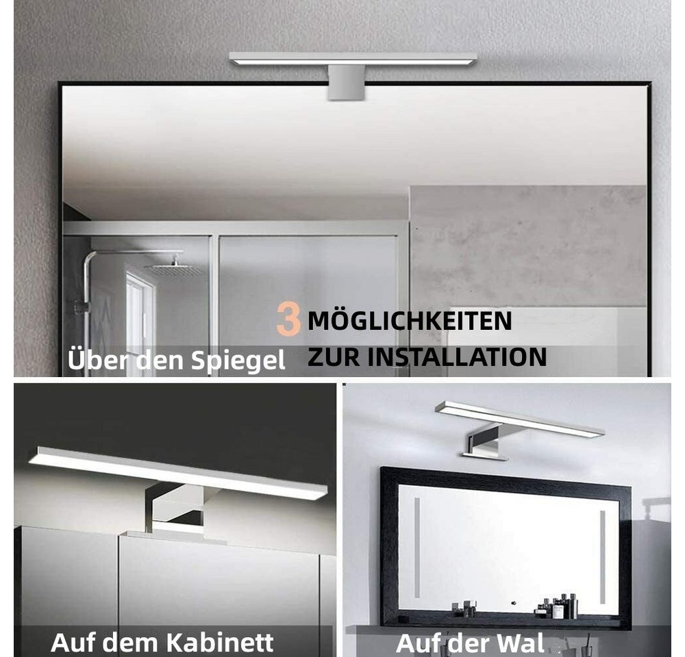WILGOON Spiegelleuchte LED Wandleuchte, 30cm 60cm LED Spiegelleuchte 230V 8W/5W 400lm/650lm, LED fest integriert, Kaltweiß, Aufbauleuchte + Klemmleuchte,Schmink – Bild 5 von 5