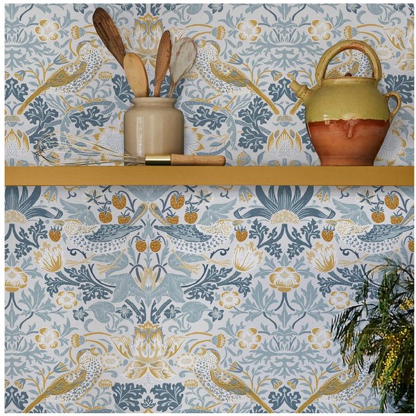 WILLIAM MORRIS AT HOME Vliestapete Strawberry Thief, texturiert, Retro, (1 St), Design Tapeten