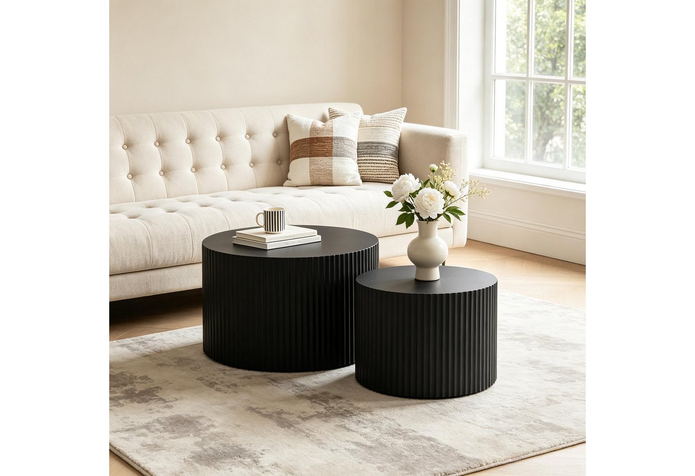 WILLIAMSPACE Couchtisch Carno MDF Couchtisch Set, rund & ineinander schiebbar platzsparend – Bild 2 von 5