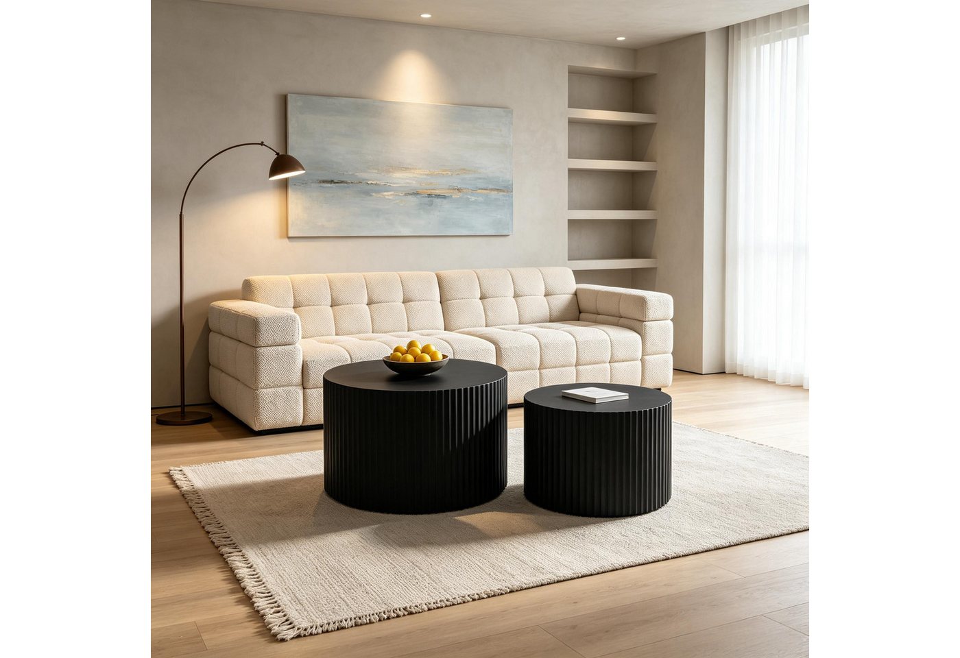 WILLIAMSPACE Couchtisch Carno MDF Couchtisch Set, rund & ineinander schiebbar platzsparend – Bild 3 von 5