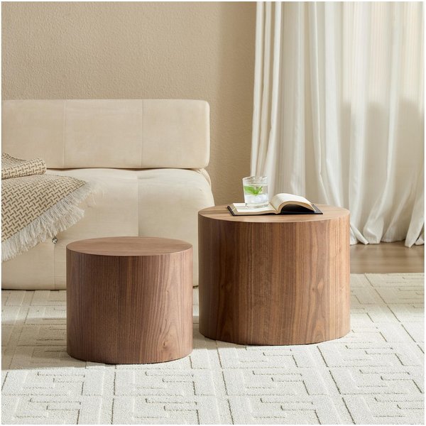 WILLIAMSPACE Couchtisch Lazio runder 2er-Set, Nesting Tische im Trend-Design (2er-Set), Maße ca 1.: B48 x T48 x H38cm/Maße ca 2.: B38 x T38x H32 cm