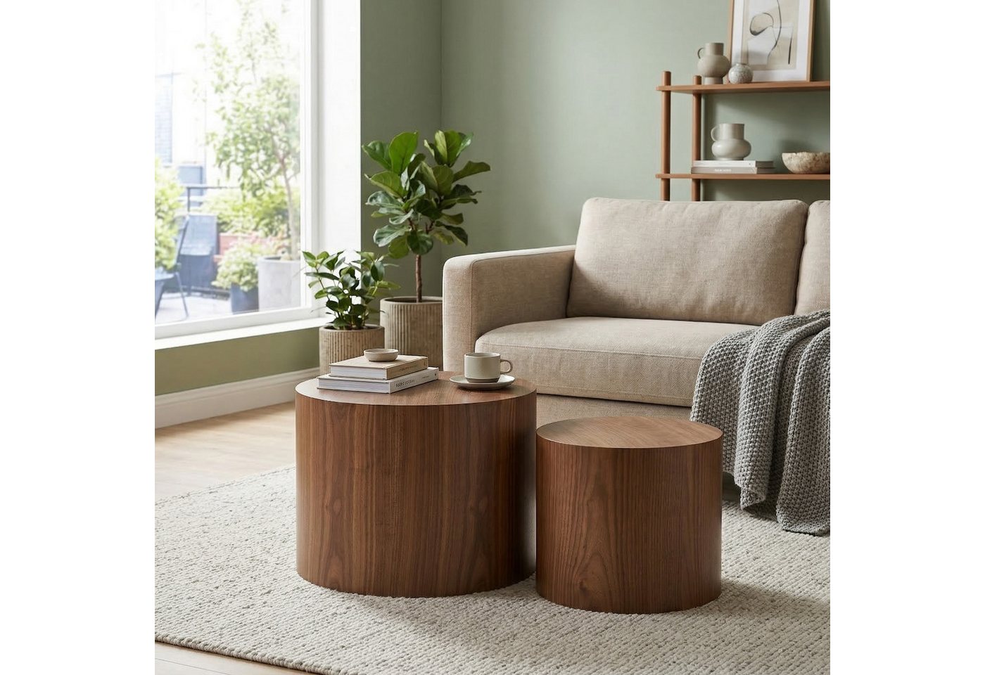 WILLIAMSPACE Couchtisch Lazio runder 2er-Set, Nesting Tische im Trend-Design (2er-Set), Maße ca 1.: B48 x T48 x H38cm/Maße ca 2.: B38 x T38x H32 cm – Bild 5 von 5