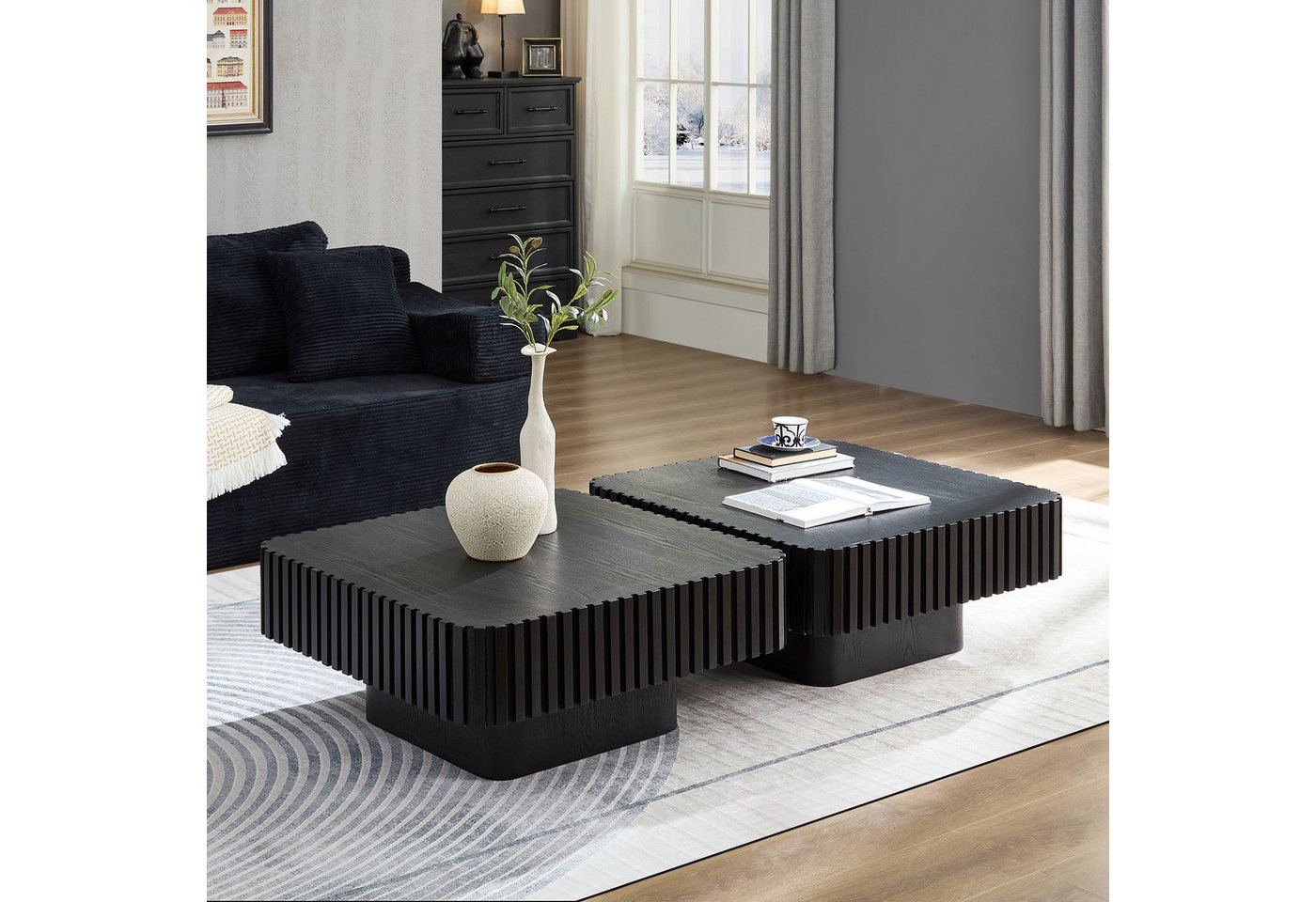 WILLIAMSPACE Couchtisch Lesley Eckiger Couchtisch mit geriffelter Oberfläche – Moderner Tisch (1 St), Maße ca.: B80 x T80 x H35 cm – Bild 5 von 5