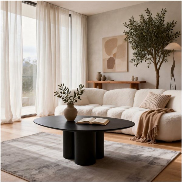 WILLIAMSPACE Couchtisch Moderner Couchtisch, asymmetrische Freiformplatte, Holzfurnier