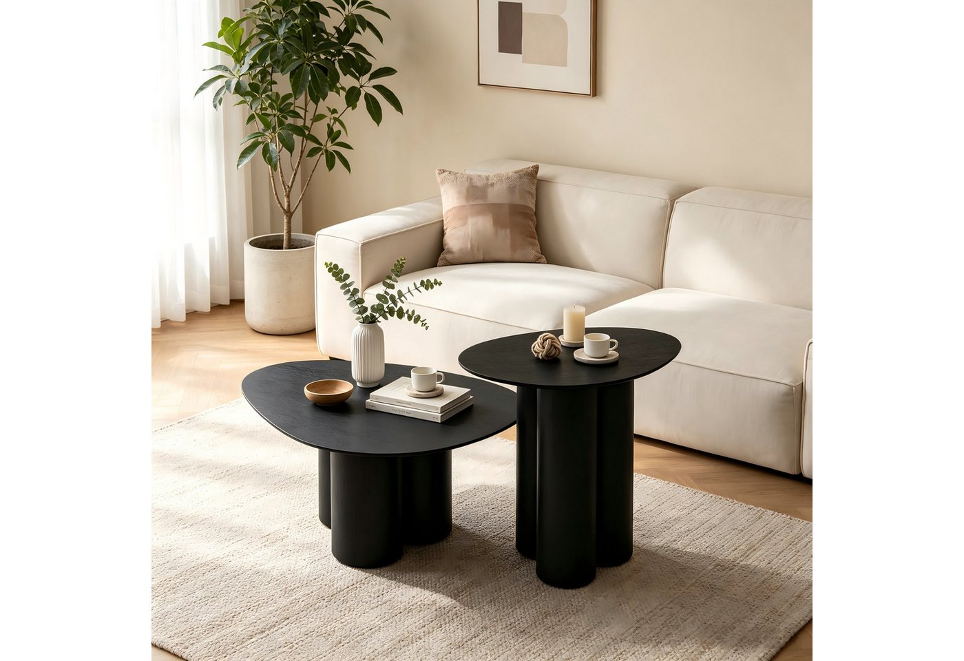 WILLIAMSPACE Couchtisch Moderner Couchtisch, asymmetrische Freiformplatte, Holzfurnier – Bild 5 von 5