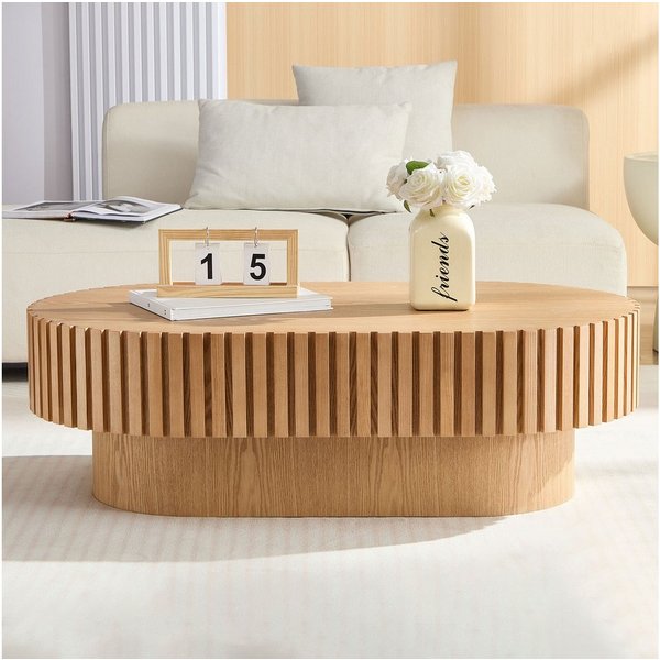 WILLIAMSPACE Couchtisch Neo Ovaler Couchtisch mit geriffeltem Design,Moderner Wohnzimmertisch (1 St), Maße ca.: B111 x T63 x H35 cm