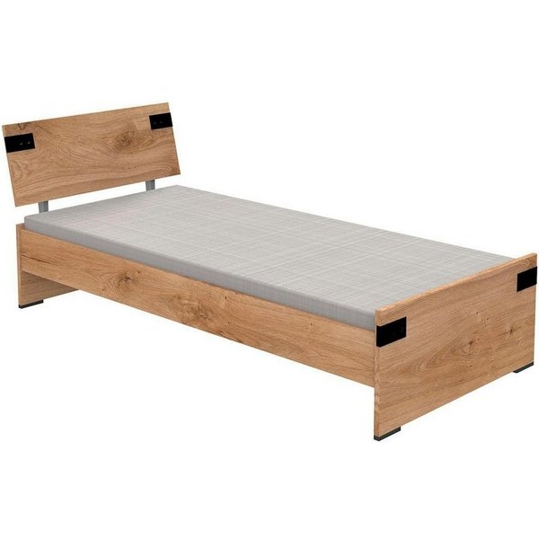 Wimex Bett Liverpool, 3 Breiten zur Auswahl, Made in Germany, mit rustikalen Metallbeschlägen im coolen Loft Style
