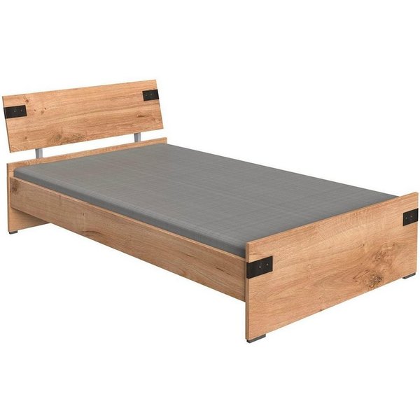 Wimex Bett Liverpool, 3 Breiten zur Auswahl, Made in Germany, mit rustikalen Metallbeschlägen im coolen Loft Style