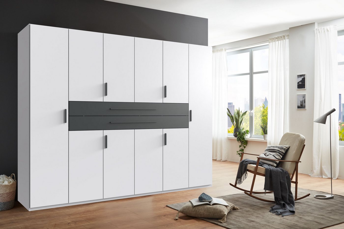 Wimex Drehtürenschrank Digit, erhältlich in den Breiten 180cm, 225cm oder 270cm (Schlafzimmer Schrank Bestseller in moderner Optik) Kleiderschrank inkl. zwei Sc – Bild 2 von 5