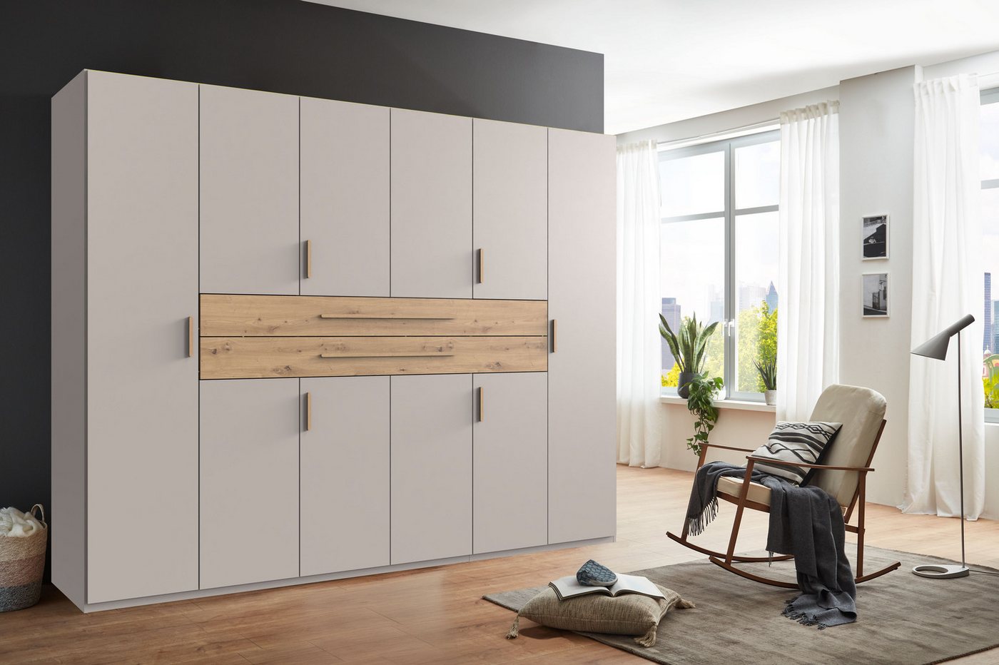 Wimex Drehtürenschrank Digit, erhältlich in den Breiten 180cm, 225cm oder 270cm (Schlafzimmer Schrank Bestseller in moderner Optik) Kleiderschrank inkl. zwei Sc – Bild 2 von 5