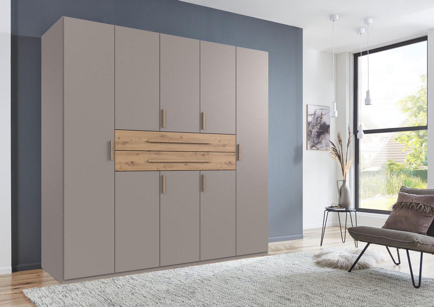 Wimex Drehtürenschrank Digit, erhältlich in den Breiten 180cm, 225cm oder 270cm (Schlafzimmer Schrank Bestseller in moderner Optik) inkl. zwei Schubkästen – Bild 2 von 5