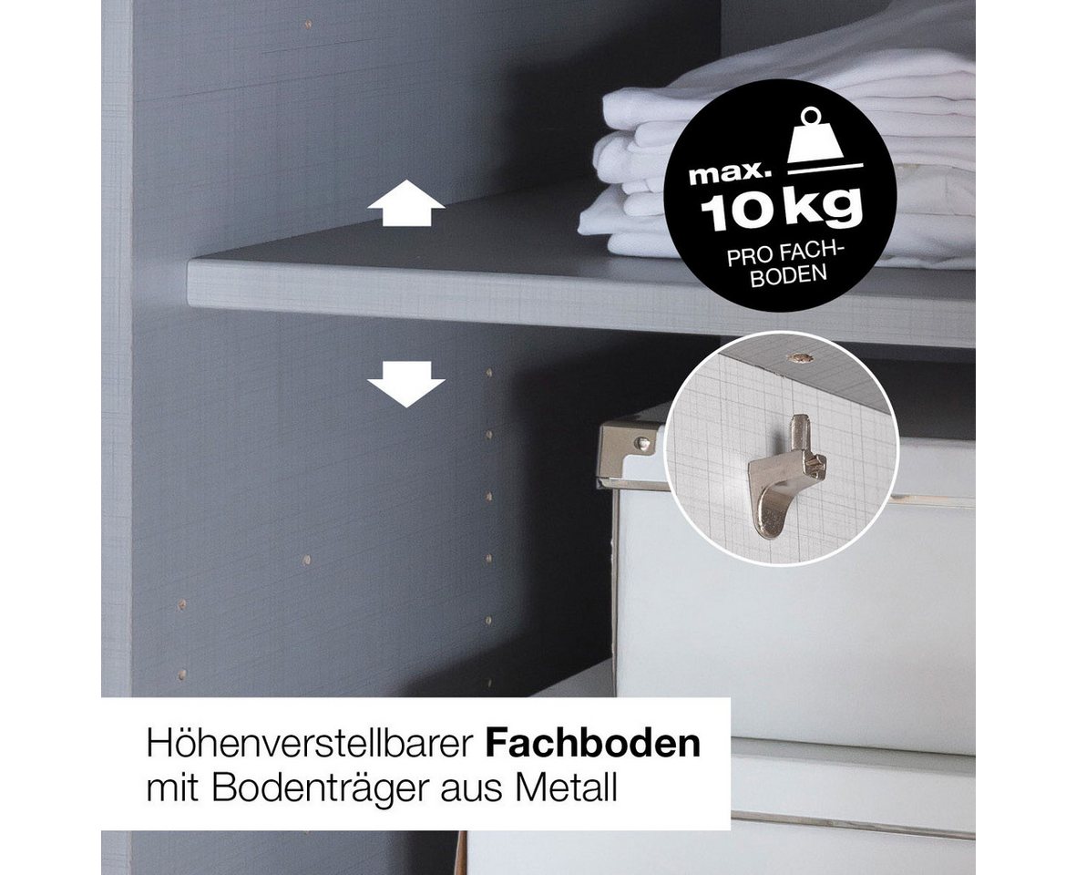 Wimex Drehtürenschrank Digit, erhältlich in den Breiten 180cm, 225cm oder 270cm (Schlafzimmer Schrank Bestseller in moderner Optik) inkl. zwei Schubkästen – Bild 5 von 5