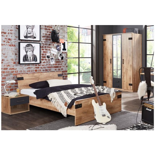 Wimex Jugendzimmer-Set Jugendzimmer 1 Liverpool Kinderzimmer Eiche graphit 3-tlg, (3-tlg)