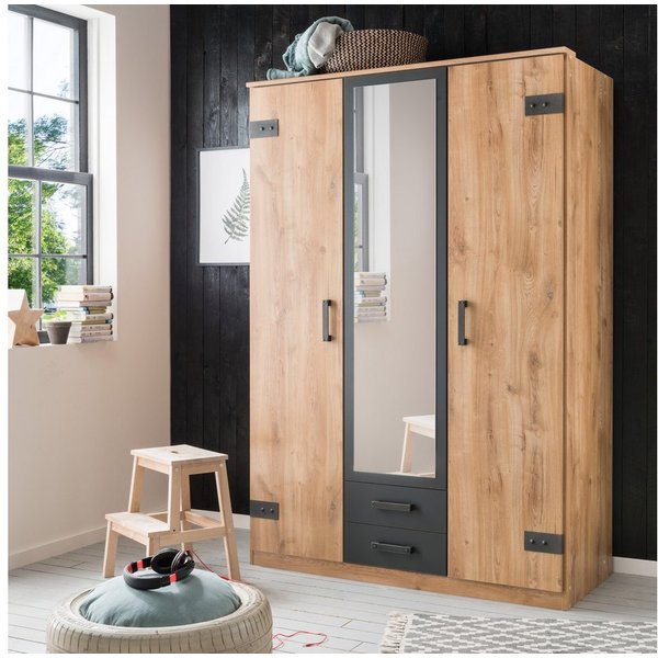 Wimex Kleiderschrank Cork, mit oder ohne Spiegel, rustikaler Look im Industrial Design wahlweise in 135cm oder 180cm breit, 58cm tief, 199cm hoch