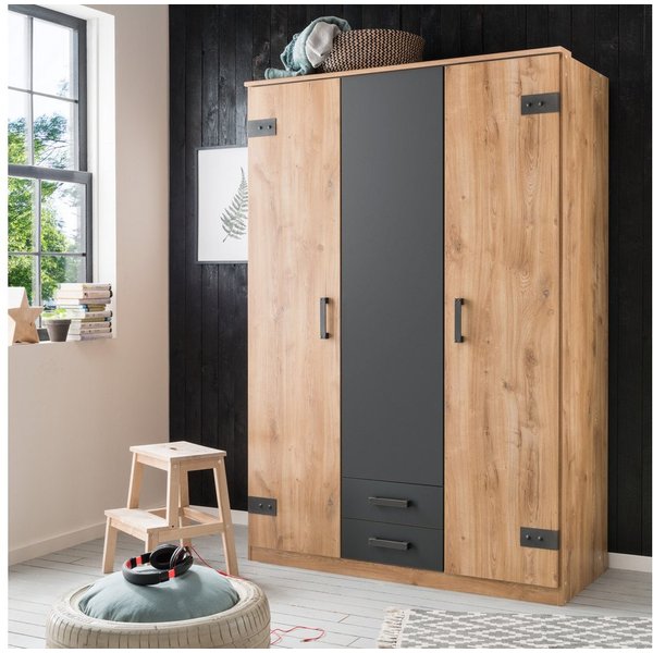 Wimex Kleiderschrank Cork, mit oder ohne Spiegel, rustikaler Look im Industrial Design wahlweise in 135cm oder 180cm breit, 58cm tief, 199cm hoch