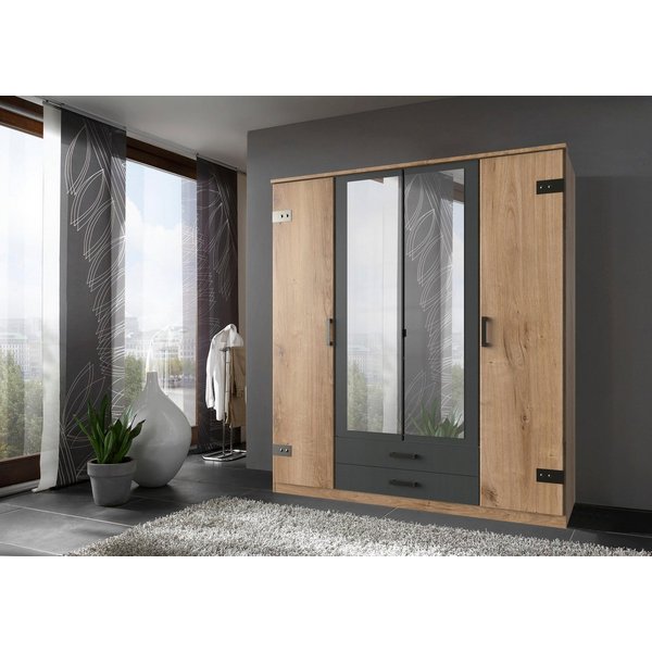 Wimex Kleiderschrank Cork, mit oder ohne Spiegel, rustikaler Look im Industrial Design wahlweise in 135cm oder 180cm breit, 58cm tief, 199cm hoch