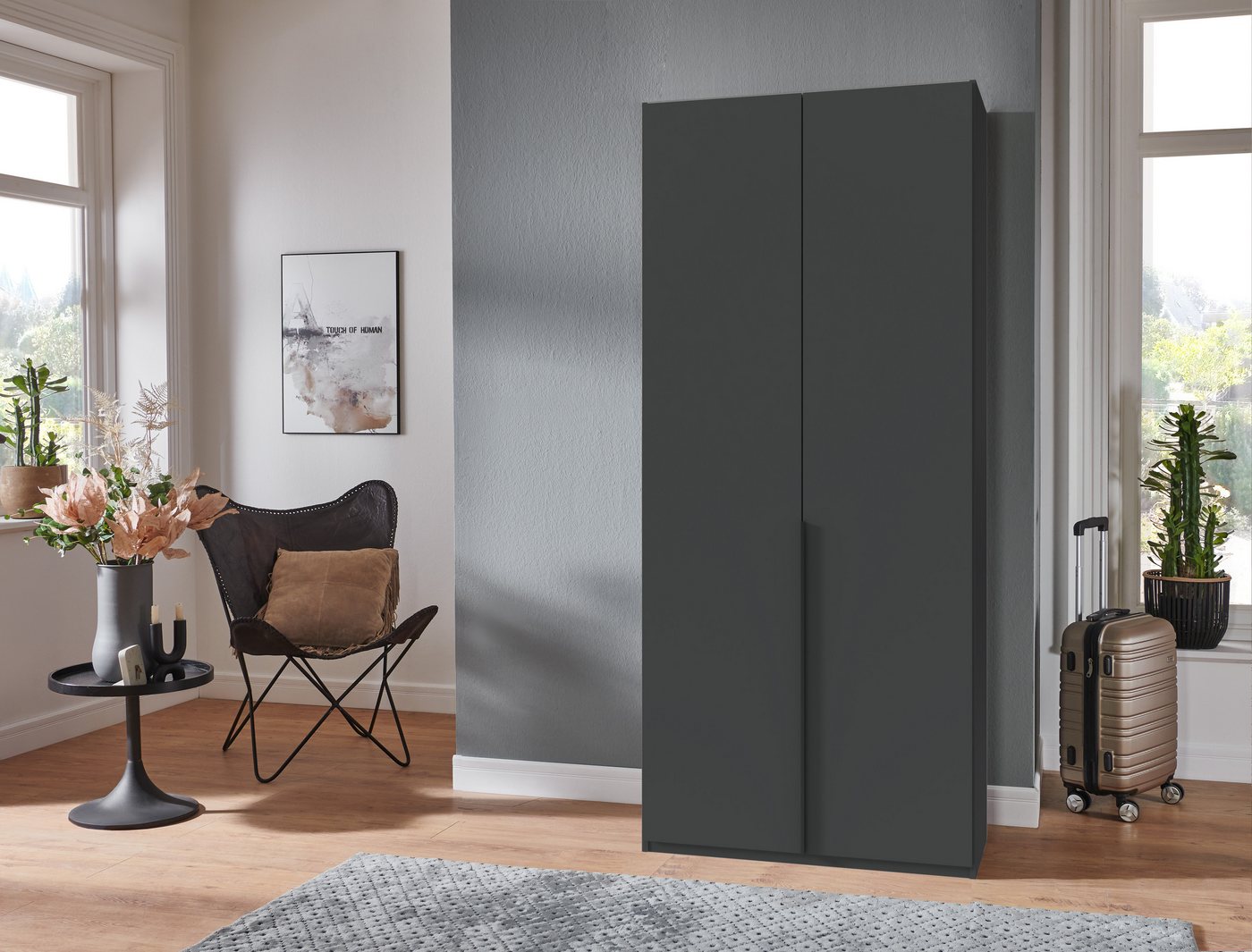 Wimex Kleiderschrank Mugano,in 5 Breiten,2 Höhen,2 Tiefen, viele Farben, Made in Germany (in Basic oder Premium Ausstattung) mit langen Griffen aus Metall, mit  – Bild 2 von 5