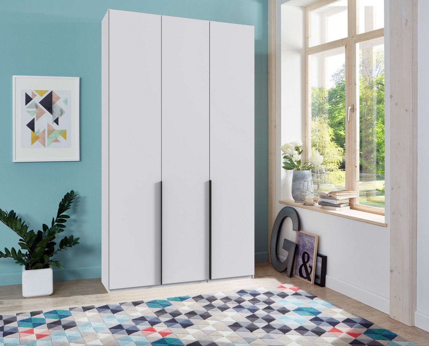 Wimex Kleiderschrank Mugano,in 5 Breiten,2 Höhen,2 Tiefen, viele Farben, Made in Germany (in Basic oder Premium Ausstattung) mit langen Griffen aus Metall, mit  – Bild 2 von 5