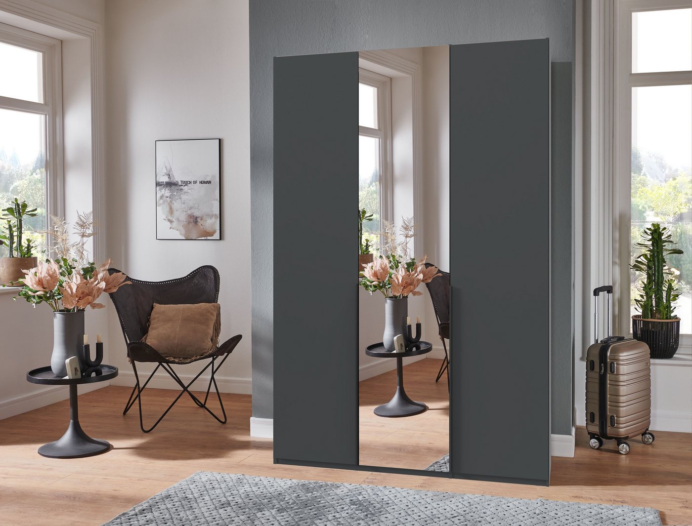 Wimex Kleiderschrank Mugano,in 5 Breiten,2 Höhen,2 Tiefen, viele Farben, Made in Germany (in Basic oder Premium Ausstattung) mit langen Griffen aus Metall, mit  – Bild 2 von 5