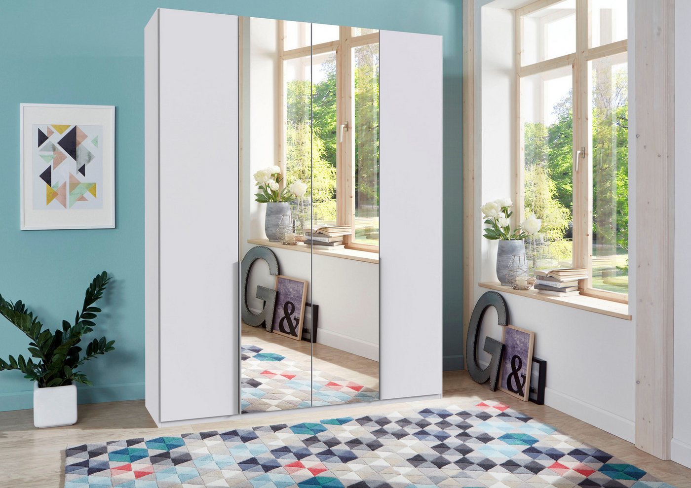 Wimex Kleiderschrank Mugano,in 5 Breiten,2 Höhen,2 Tiefen, viele Farben, Made in Germany (in Basic oder Premium Ausstattung) mit langen Griffen aus Metall, mit  – Bild 2 von 5