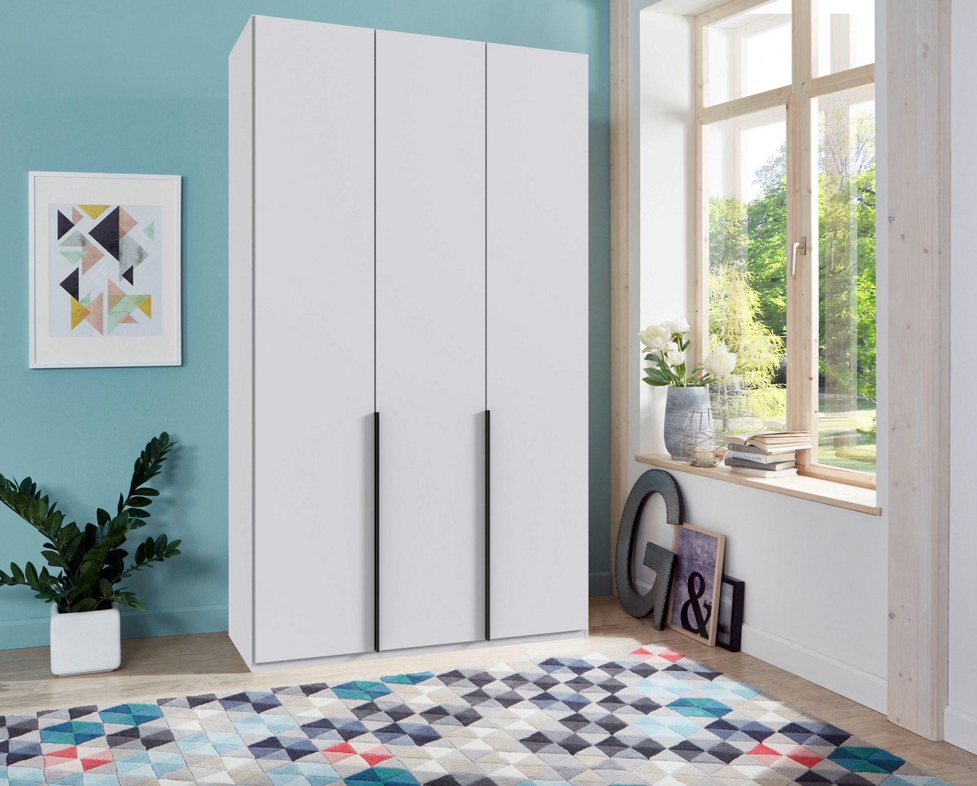 Wimex Kleiderschrank Mugano,in 5 Breiten,2 Höhen,2 Tiefen, viele Farben, Made in Germany (in Basic oder Premium Ausstattung) mit langen Griffen aus Metall, mit  – Bild 2 von 5