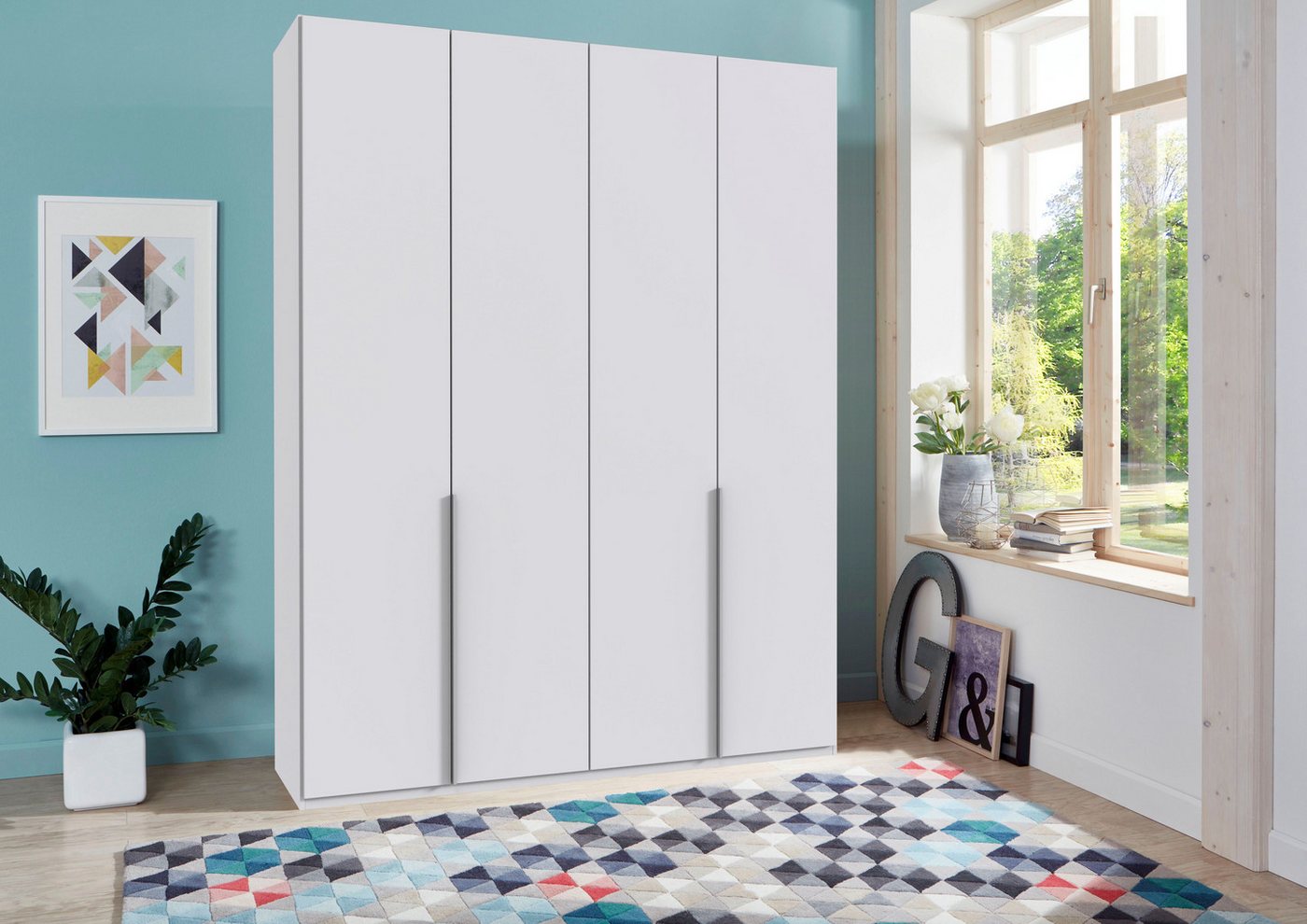 Wimex Kleiderschrank Mugano,in 5 Breiten,2 Höhen,2 Tiefen, viele Farben, Made in Germany (in Basic oder Premium Ausstattung) mit langen Griffen aus Metall, mit  – Bild 2 von 5