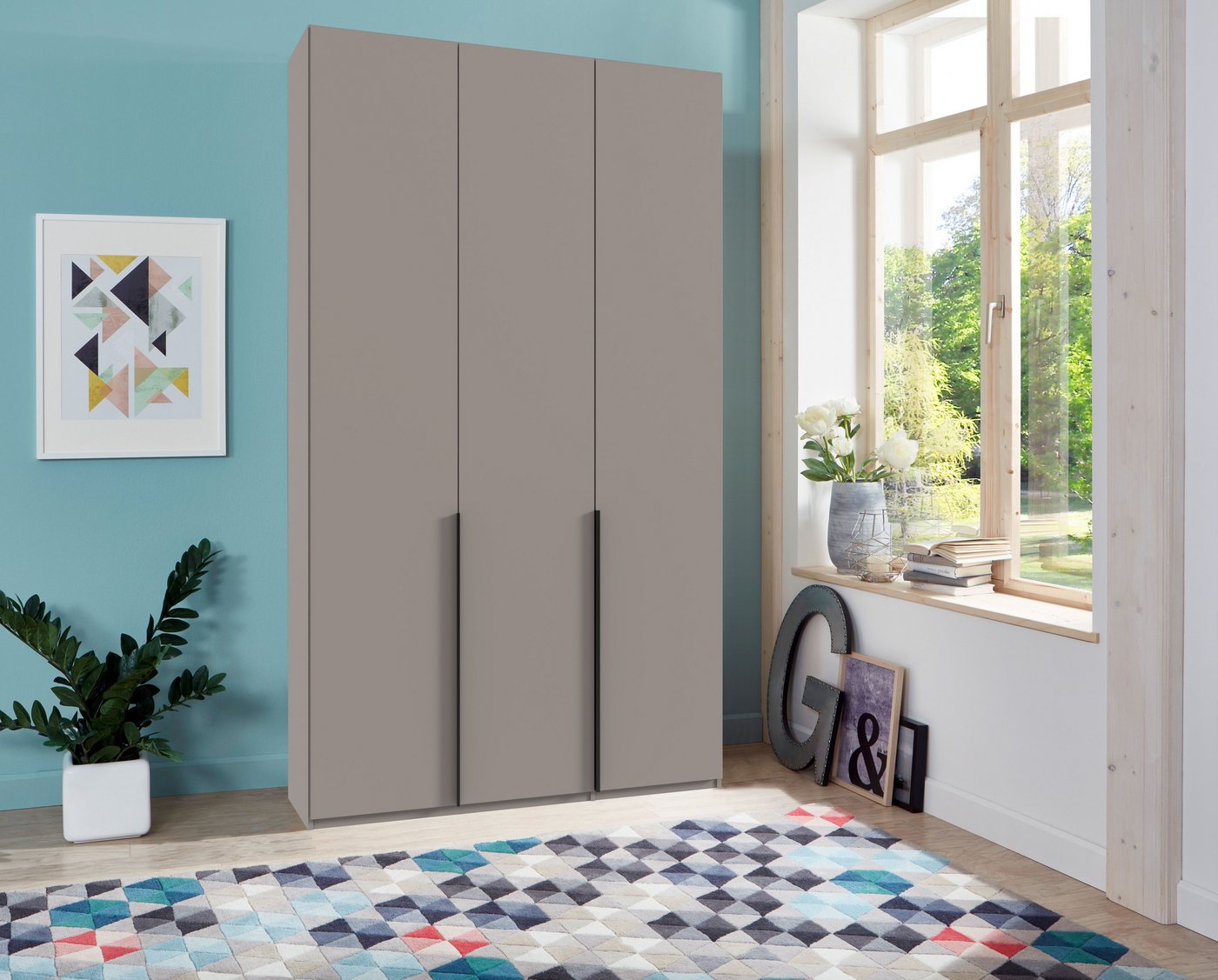 Wimex Kleiderschrank Mugano,in 5 Breiten,2 Höhen,2 Tiefen, viele Farben, Made in Germany (in Basic oder Premium Ausstattung) mit langen Griffen aus Metall, mit  – Bild 2 von 5