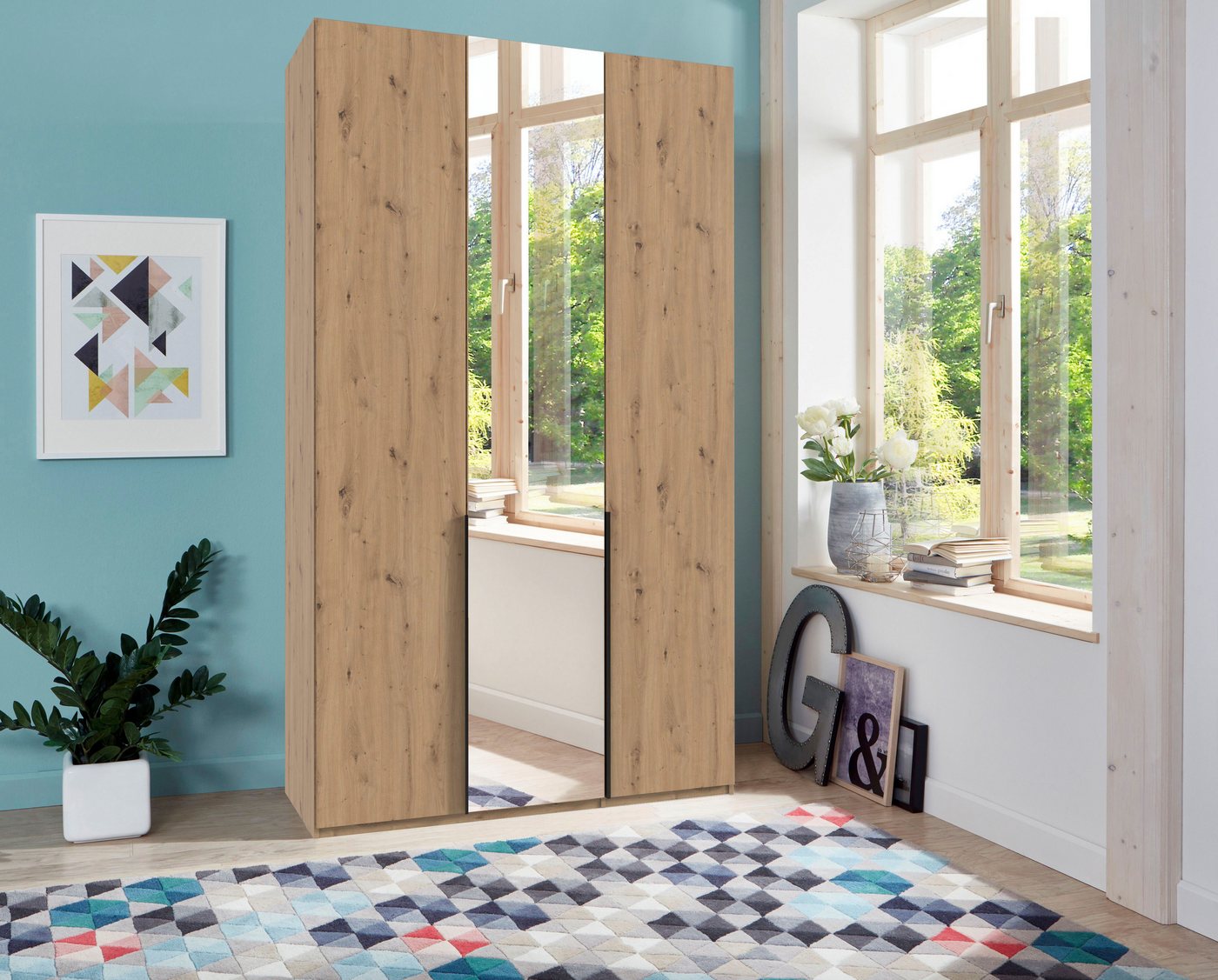 Wimex Kleiderschrank Mugano,in 5 Breiten,2 Höhen,2 Tiefen, viele Farben, Made in Germany (in Basic oder Premium Ausstattung) mit langen Griffen aus Metall, mit  – Bild 2 von 5