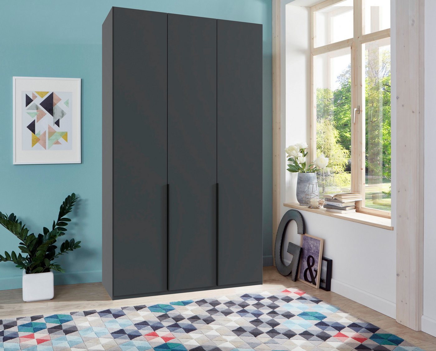 Wimex Kleiderschrank Mugano,in 5 Breiten,2 Höhen,2 Tiefen, viele Farben, Made in Germany (in Basic oder Premium Ausstattung) mit langen Griffen aus Metall, mit  – Bild 2 von 5